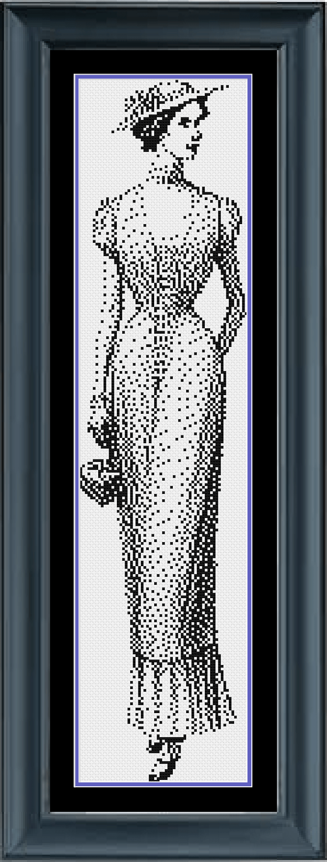 Stitching Jules Design Cross Stitch Pattern Vintage Fancy Lady Counted Cross Stitch Pattern | Monochrome Cross Stitch | Instant Download PDF